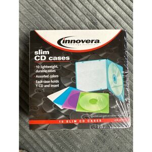 Innovera Slim CD Cases 10 Pack Translucent Assorted Colors IVR-81910 Storage Box